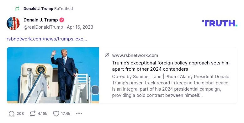 Post image from Donald Trump