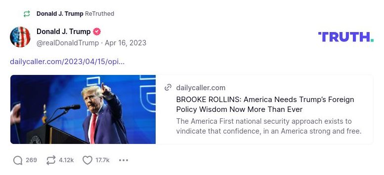 Post image from Donald Trump