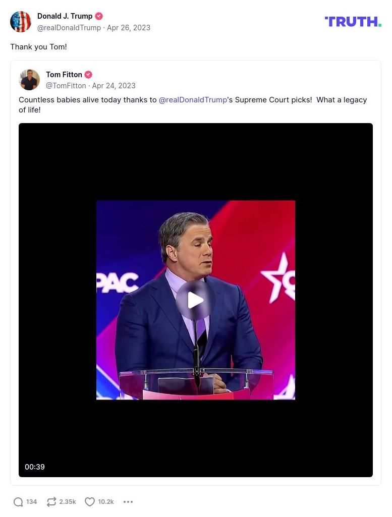 Post image from Donald Trump