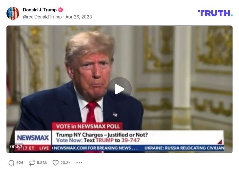 Post image from Donald Trump