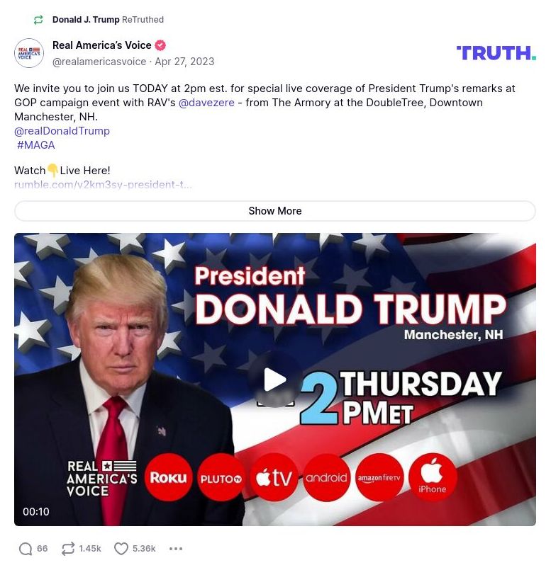 Post image from Donald Trump