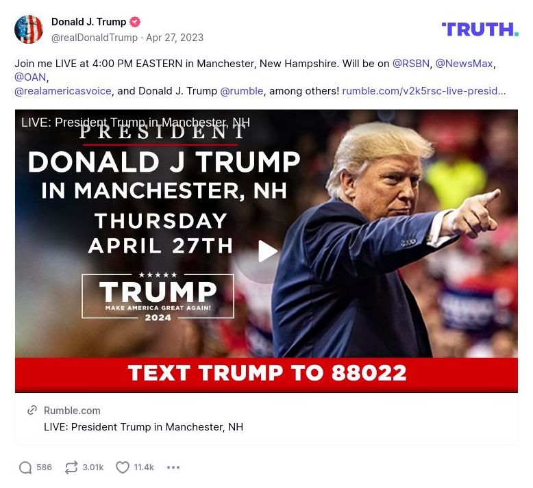 Post image from Donald Trump