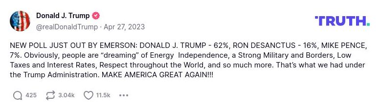 Post image from Donald Trump