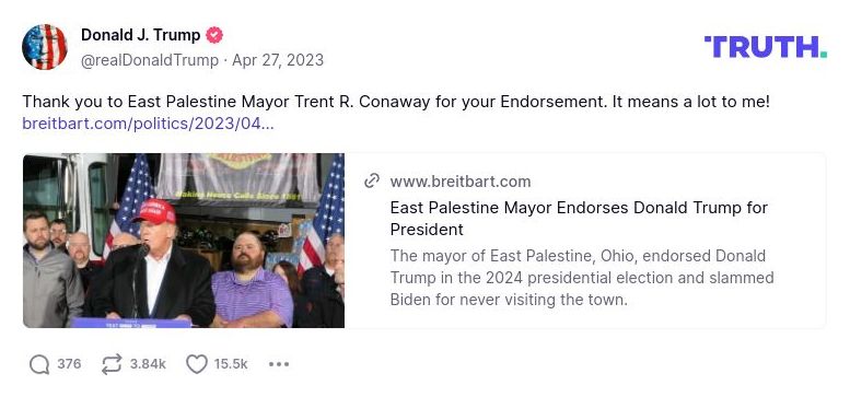 Post image from Donald Trump