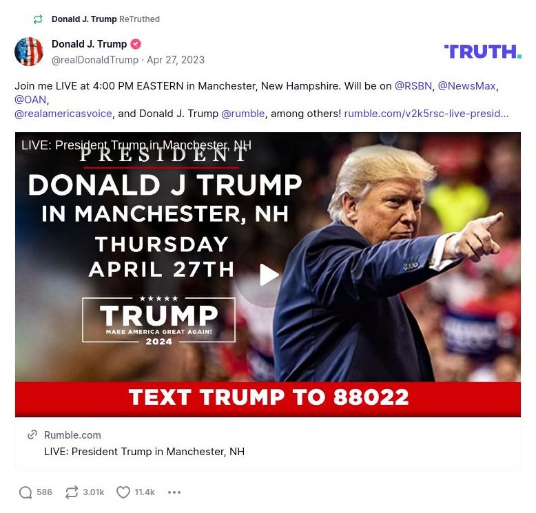 Post image from Donald Trump