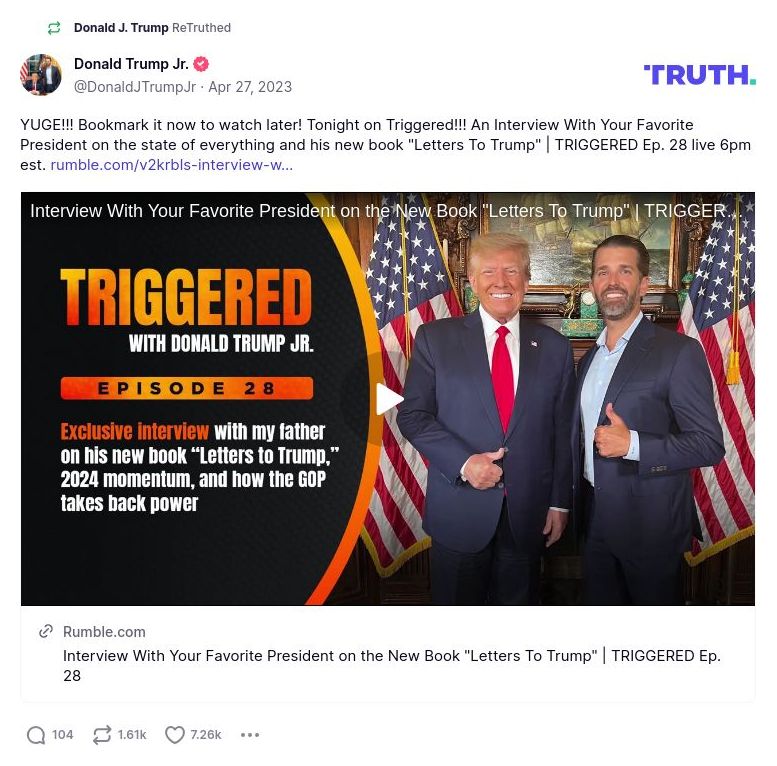 Post image from Donald Trump