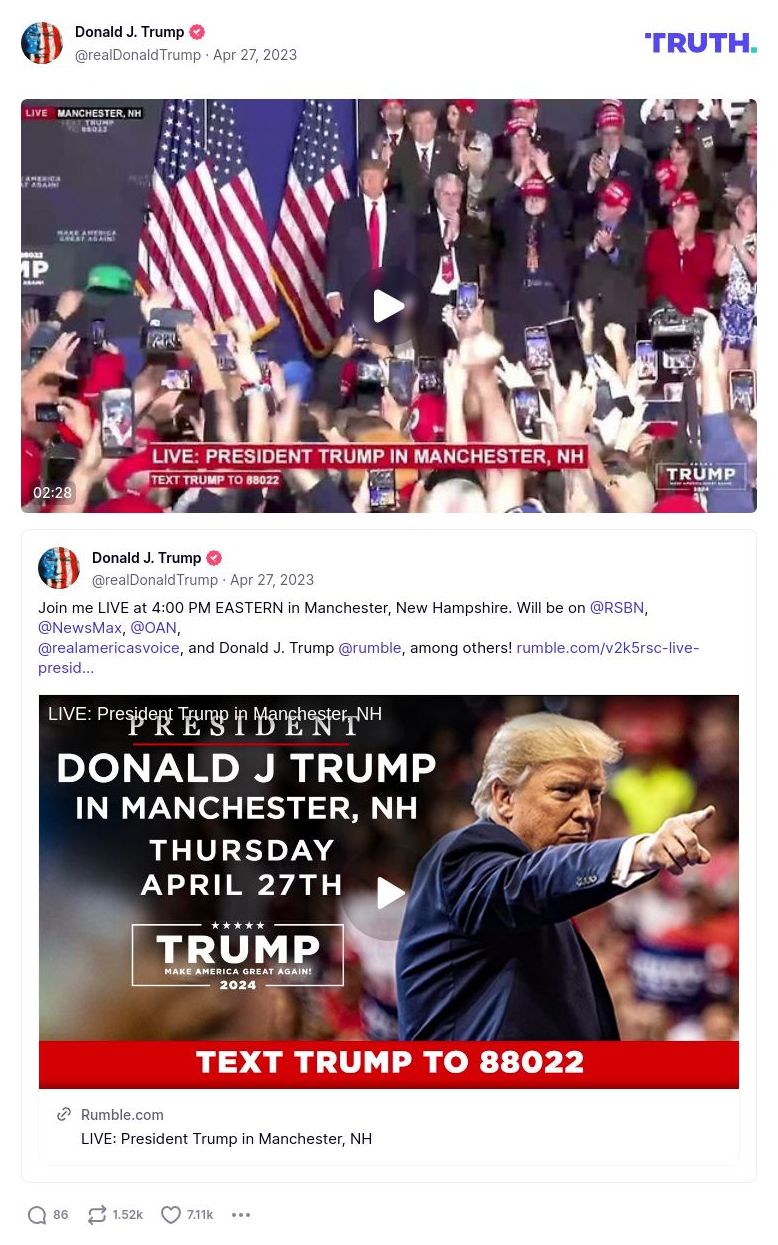 Post image from Donald Trump