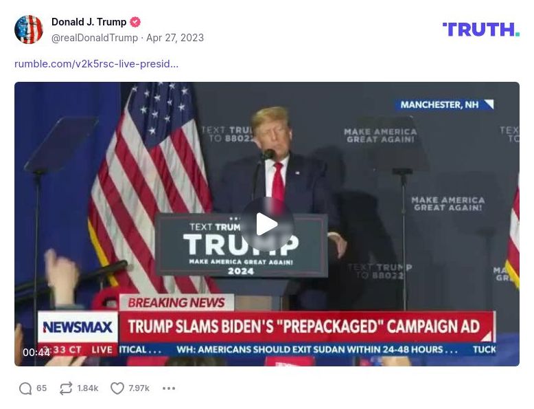 Post image from Donald Trump