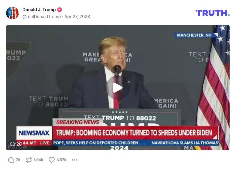 Post image from Donald Trump