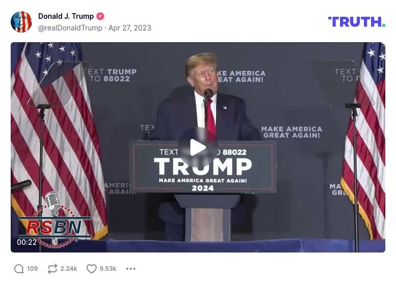 Post image from Donald Trump