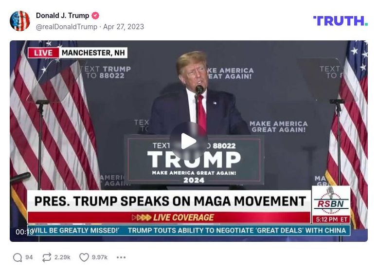 Post image from Donald Trump