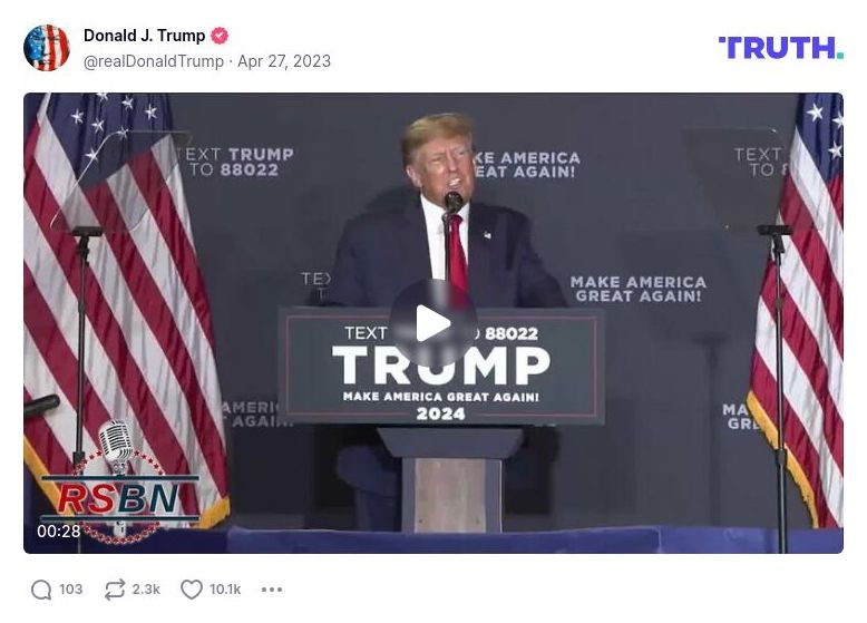 Post image from Donald Trump