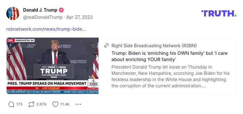 Post image from Donald Trump