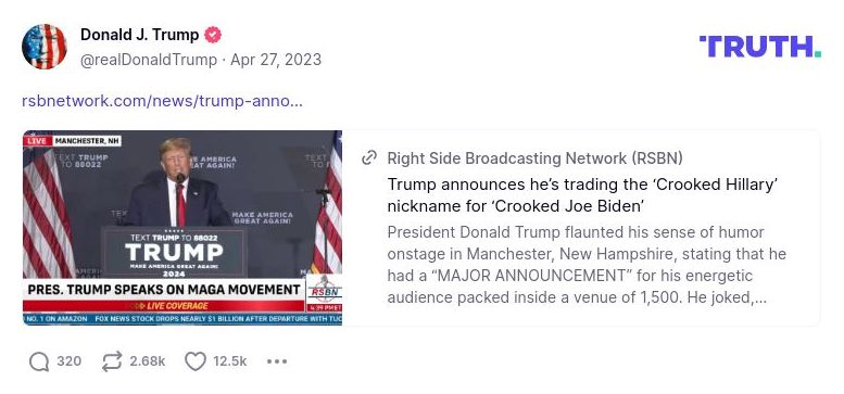 Post image from Donald Trump