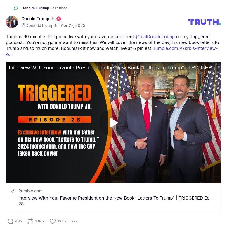 Post image from Donald Trump