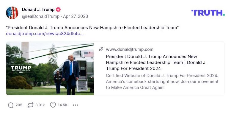 Post image from Donald Trump