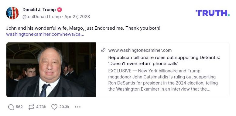 Post image from Donald Trump