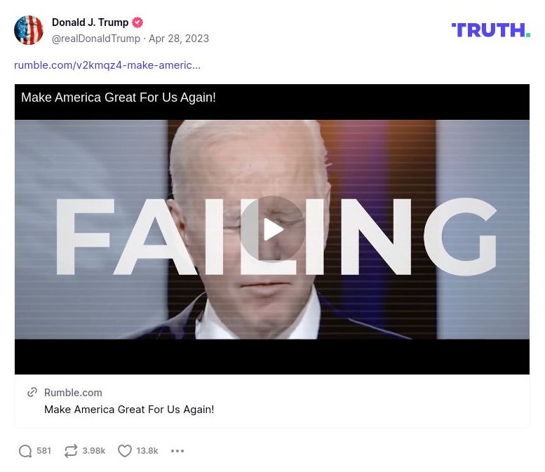 Post image from Donald Trump