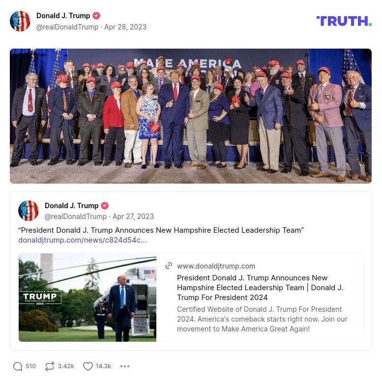 Post image from Donald Trump