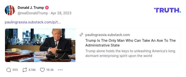 Post image from Donald Trump