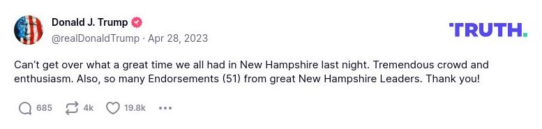 Post image from Donald Trump