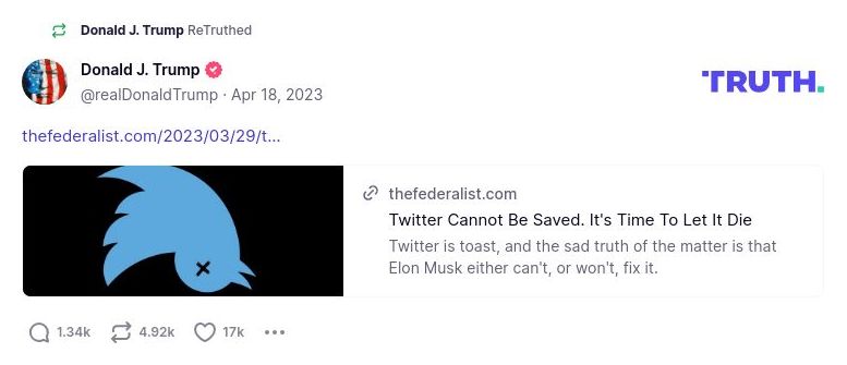 Post image from Donald Trump