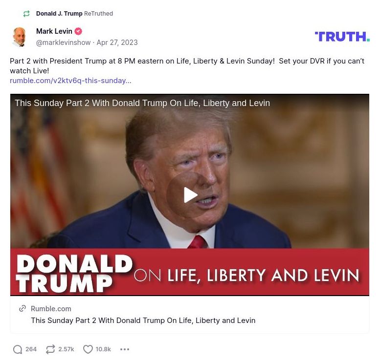 Post image from Donald Trump