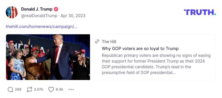 Post image from Donald Trump