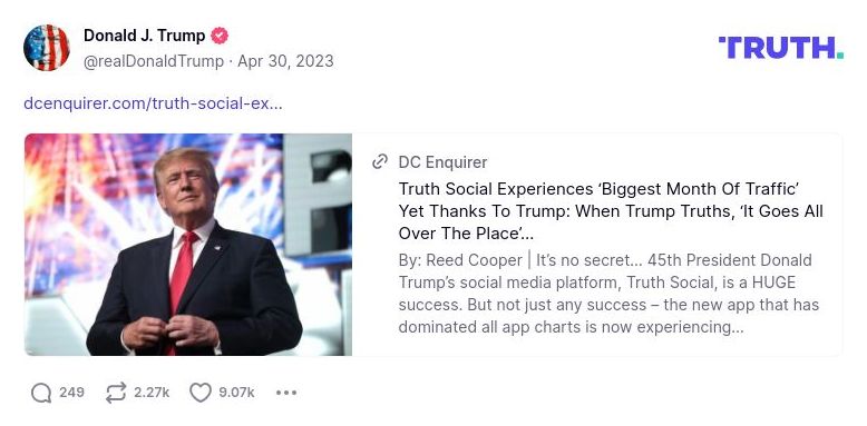 Post image from Donald Trump