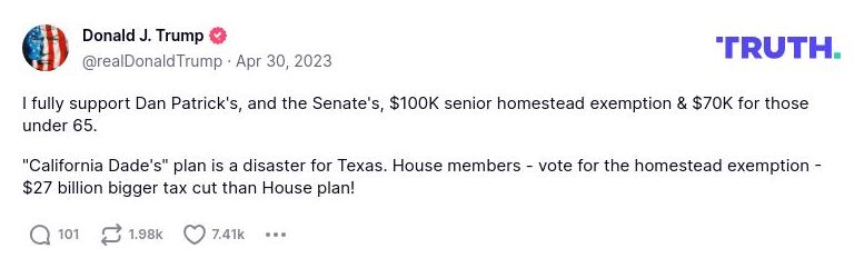 Post image from Donald Trump