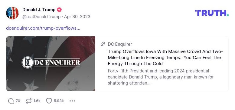 Post image from Donald Trump