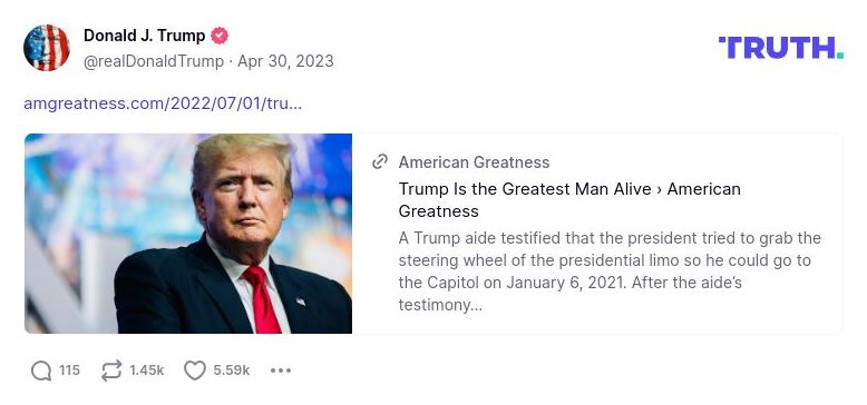 Post image from Donald Trump