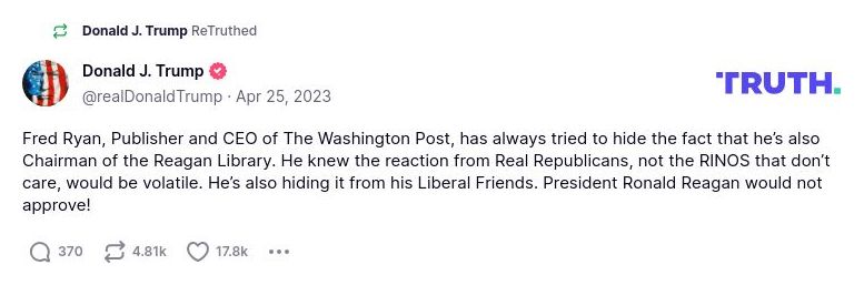 Post image from Donald Trump