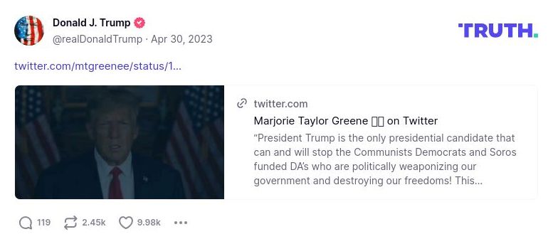 Post image from Donald Trump