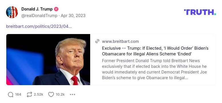 Post image from Donald Trump