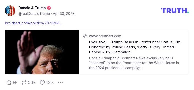 Post image from Donald Trump