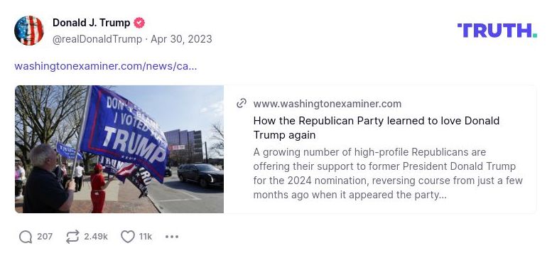 Post image from Donald Trump