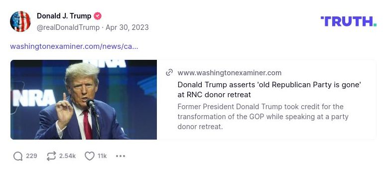 Post image from Donald Trump