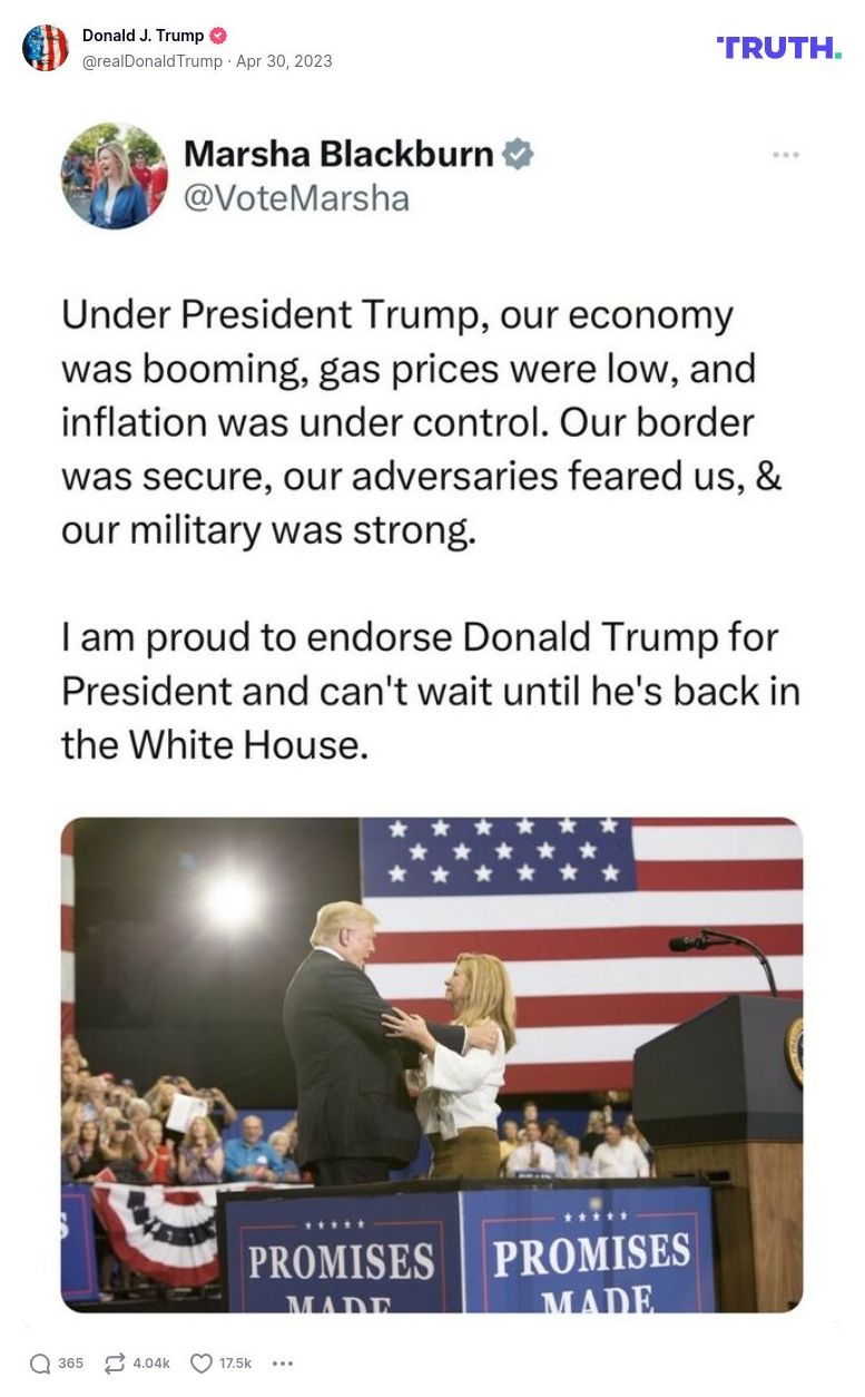 Post image from Donald Trump