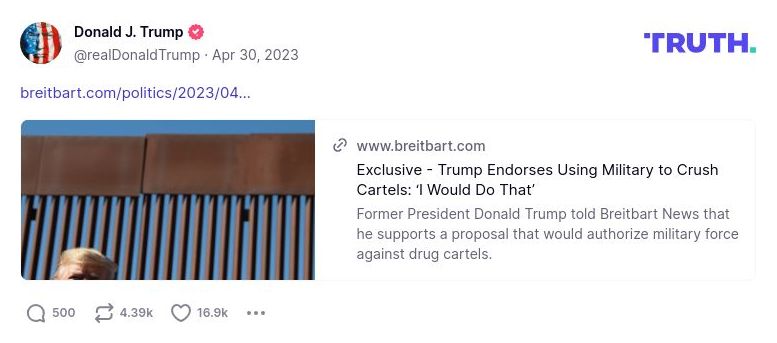 Post image from Donald Trump