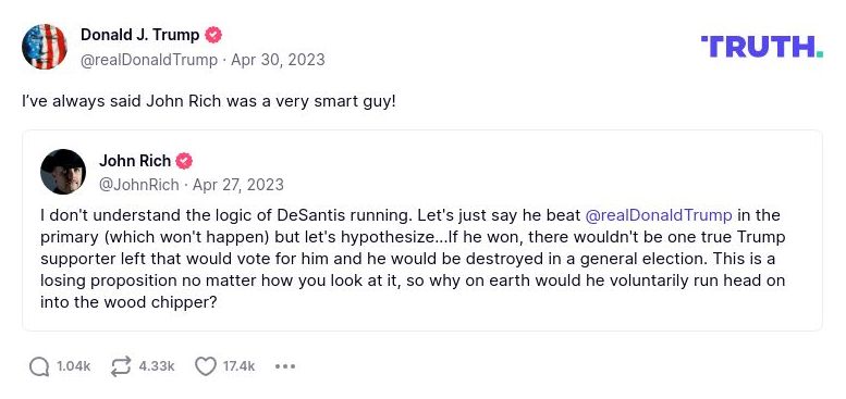 Post image from Donald Trump