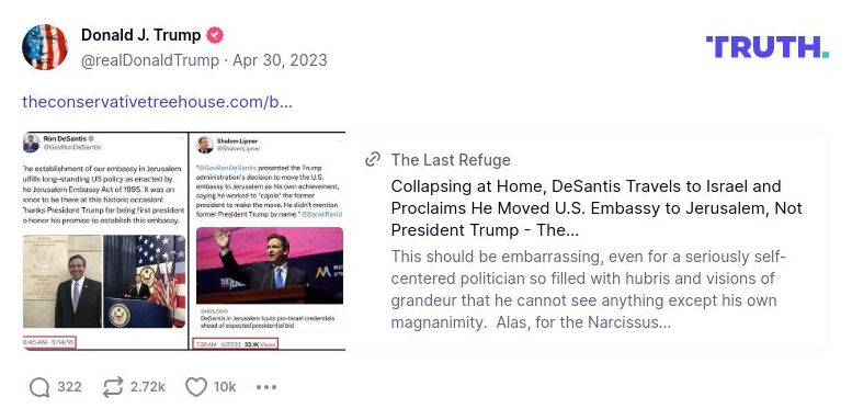 Post preview from Donald Trump