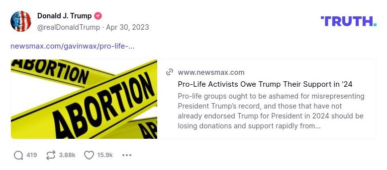 Post image from Donald Trump