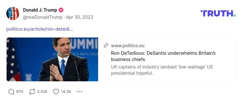 Post image from Donald Trump