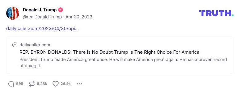 Post image from Donald Trump