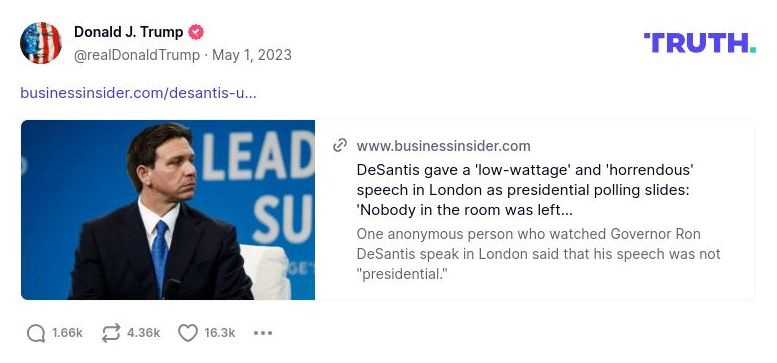 Post image from Donald Trump