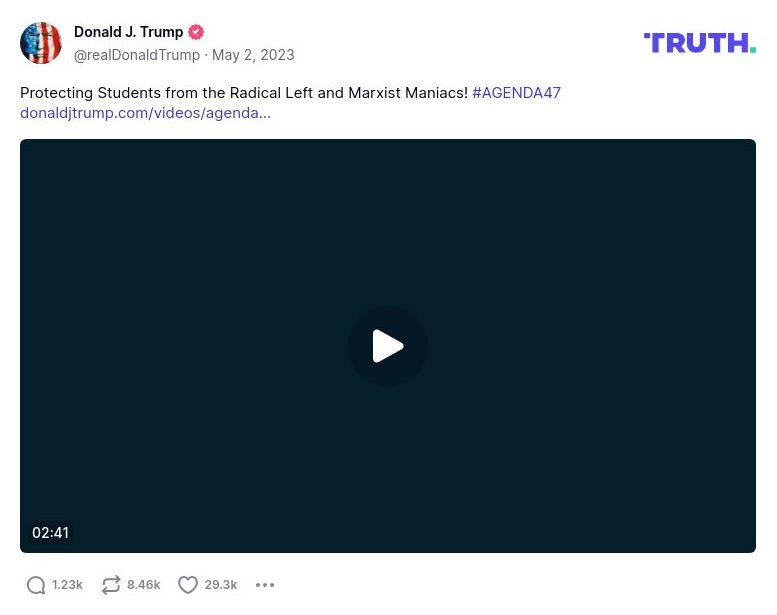 Post image from Donald Trump