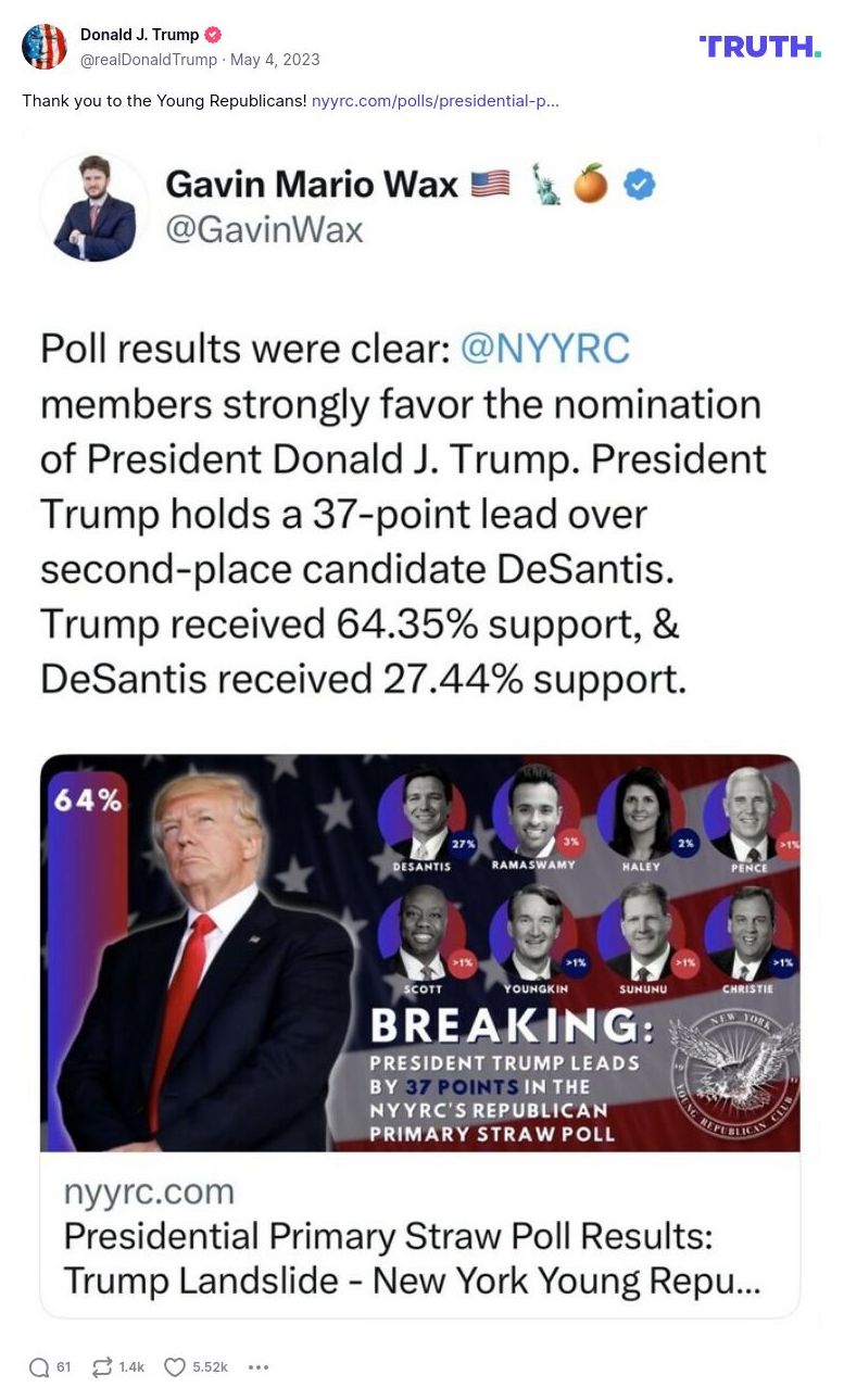 Post image from Donald Trump