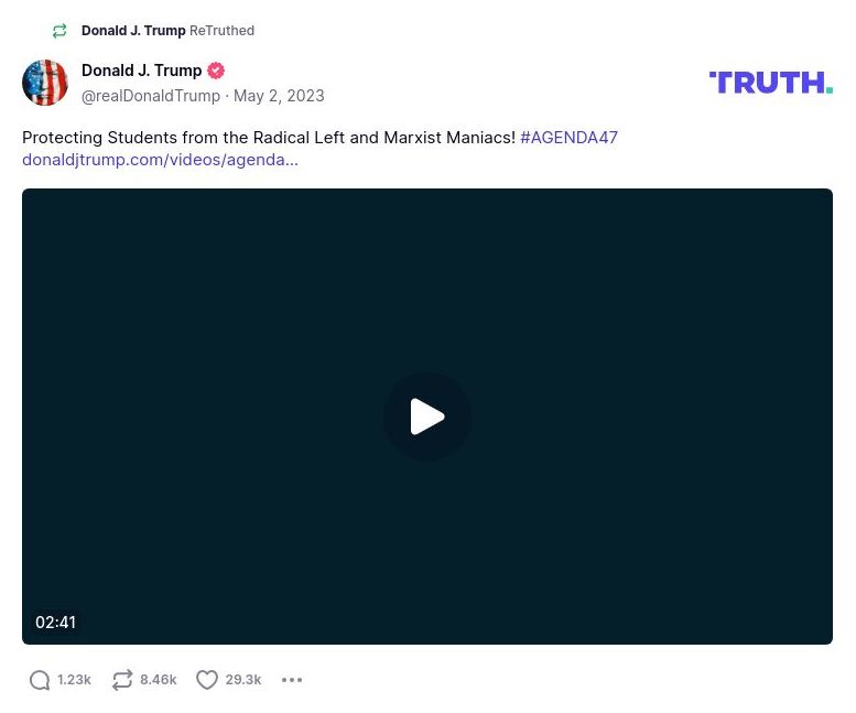 Post image from Donald Trump