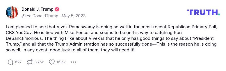 Post image from Donald Trump